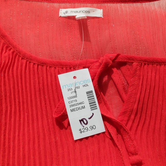 Maurices Red Sheer Top Blouse Size Medium NWT - Picture 8 of 9